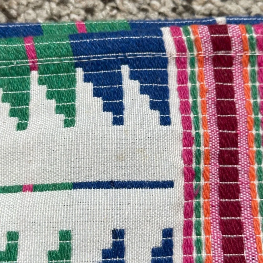 Eightowls‎ Geometric Aztec Southwest Woven Table Runner Blue Green Tassels Boho